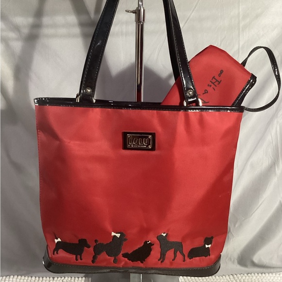Lulu by Lulu Guinness It’s a Dog’s Life Red & Black Tote Bag - Picture 2 of 14